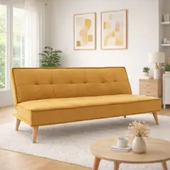 SOFA MARKET - SOFA CAMA CHIC 3 PUESTOS TELA MOSTAZA