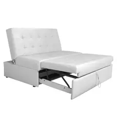 SOFA MARKET - Sofa Cama Cajon Isla 2 Puestos Ecocuero Blanco