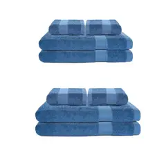 ENERGY PLUS - Set X8 toallas hoteleras: 4 toallas de cuerpo +4 de manos Azul