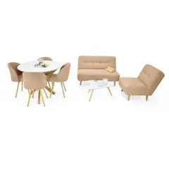 ROCA - Sala Baltimore con Set de Comedor Letonia 4P Beige