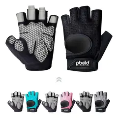 PBOLD - Guantes Gym Hombre Mujer Ejercicio Negro Talla S
