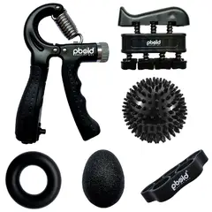 PBOLD - Kit Handgrip Ejercitador Terapia Recuperación Mano Negro