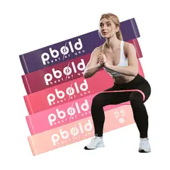 PBOLD - Kit 5 Bandas Elásticas Resistencia Entrenamiento Gym Rosadas