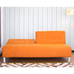 SOFA MARKET - Sofa Cama Dual 3 Puestos Tela Naranja