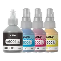 BROTHER - Combo de Botellas de Tinta BT6001BK Negro y colores BT5001 Originales