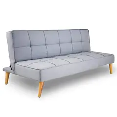 SOFA MARKET - Sofa Cama Micra 3 Puestos Tela Gris Claro