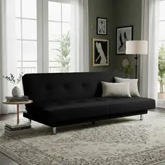 SOFA MARKET - Sofa Cama Basic 3 Puestos Ecocuero Negro