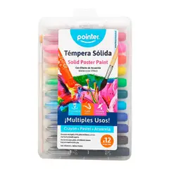 POINTER - Témpera Sólida, Crayón Acuarelable X 12 Colores