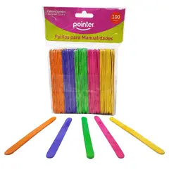 POINTER - Palos De Paleta X 100 Unds Colores Surtidos.