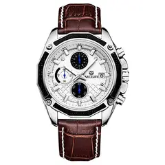 MEGIR - RELOJ HOMBRE MARRÓN DE CUERO M2015G