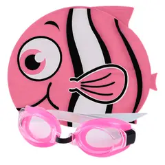 GENERICO - Set niños natación kit gafas gorro pez silicona