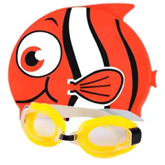 GENERICO - Set niños natación kit gafas gorro pez silicona