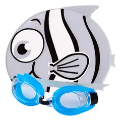 GENERICO - Set niños natación kit gafas gorro pez silicona