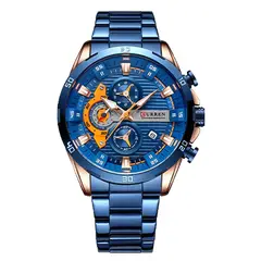 CURREN - RELOJ 8402 AZUL MOTORS NARANJA