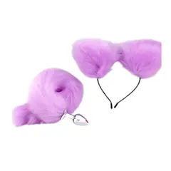 GENERICO - Plug anal Cola de zorro talla S Lila con orejas