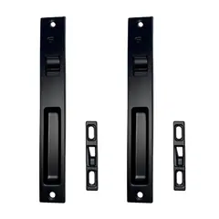 GENERICO - Cerradura Chapa Sencilla Para Ventana Corrediza Negro x2 Unidades