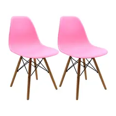 BOXBIT - Kit x 2 Sillas DKR Tipo Eames PREMIUM Rosadas