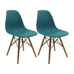 BOXBIT - Kit x 2 Sillas DKR Tipo Eames PREMIUM Azul Petróleo
