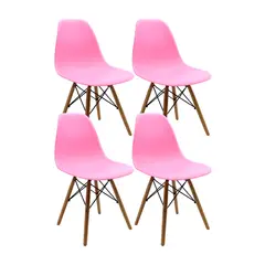 BOXBIT - Kit x 4 Sillas DKR Tipo Eames PREMIUM Rosadas