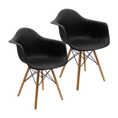 BOXBIT - Kit x2 Sillas DKR Tipo Eames con Brazos Negras