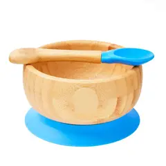 ENFANT'ASY - Taza Sopera Bowl En Madera De Bambú Con Chupa Y Cuchara Bebe