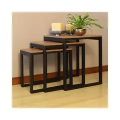 FERRUM - MESA AUXILIAR EN HIERRO Y MADERA KENIA