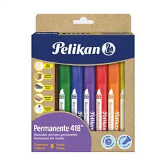 PELIKAN - Marcador Permanente Marker 418 Est X 8 Colores X1 Und