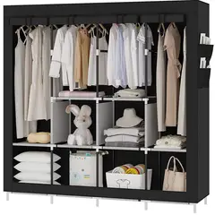 ONE PIXEL - Closet Armario Portatil Grande 6 Estantes De Almacenamiento Negro