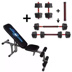 SPORT FITNESS - COMBO BANCO EJERCICIO MULTIPLE PESAS TERMOFORRADAS