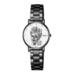 Q&Q - Reloj Qq Qyq Elegante Frida Kahlo Acero Estuche Dama