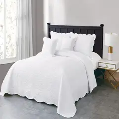 REALTEX - Colcha King Línea Europea 5 piezas Real Tex – Bordado Ondas