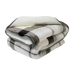 REALTEX - Cobija Flannel Borrego Real Tex Fondo blanco Lineas Negras y GrIses