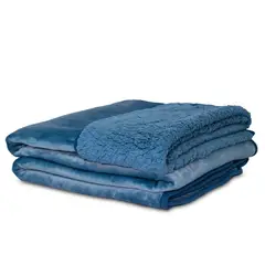 REALTEX - Cobija Sencilla Flannel - Borrego Koyo 160X220 cm Azul Oscuro