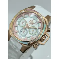 TECHNOSPORT - Reloj TSW Mujer Rose Gold 40mm - Pulso Silicona Blanca y Tonos Pastel