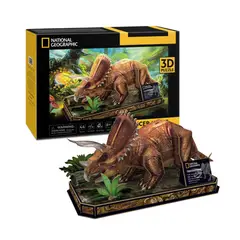 CUBICFUN - Rompe Cabezas 3D Dinosaurio Triceraptos Nat Geo 44 Piezas