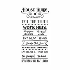 ADAZIO - Vinilo Decorativo de Texto Reglas de la Casa M - 67cm x 130cm (ancho x alto)