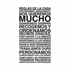 ADAZIO - Vinilo de Texto Reglas de la Casa L - 62cm x 110cm ancho x alto