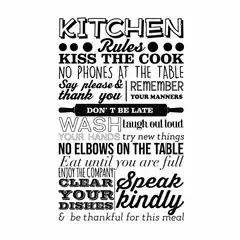 ADAZIO - Vinilo Decorativo de Texto Reglas de la Cocina XS - 34cm x 55cm (ancho x alto)