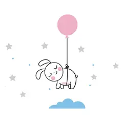 ADAZIO - Vinilo Decorativo de Conejo para Bebés S - 90cm x 75cm (ancho x alto)