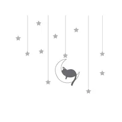 ADAZIO - Vinilo Infantil de Luna, Gato y Estrellas L - 175cm x 153cm (ancho x alto)