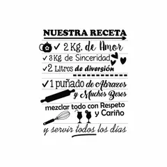 ADAZIO - Vinilo de Texto para Cocinas Nuestra Receta XL - 107cm x 130cm (ancho x alto)