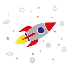 ADAZIO - Vinilo Infantil de Cohete con Planetas XL - 180cm x 159cm (ancho x alto)