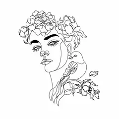 ADAZIO - Vinilo de Líneas Mujer con Flores L - 100cm x 118cm (ancho x alto)
