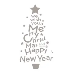 ADAZIO - Vinilo Árbol de Navidad en Textos XS - 26cm x 50cm (ancho x alto)