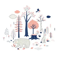 ADAZIO - Vinilo Infantil Animales del Bosque S - 140cm x 120cm (ancho x alto)