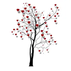ADAZIO - Vinilo Decorativo de Árbol con Corazones M - 97cm x 130cm (ancho x alto)
