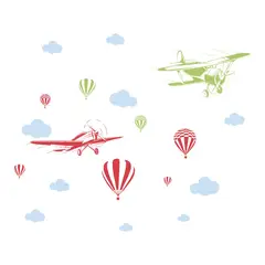ADAZIO - Vinilo Infantil de Aviones y Globos XS - 158cm x 132cm (ancho x alto)