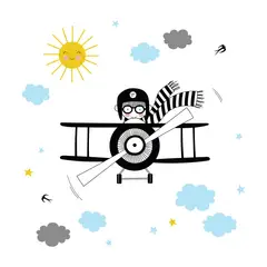 ADAZIO - Vinilo Infantil de Niño Piloto de Avión M - 118cm x 120cm (ancho x alto)
