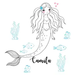 ADAZIO - Vinilo Adhesivo Infantil de Sirena L - 112cm x 120cm (ancho x alto)