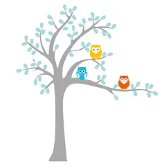ADAZIO - Vinilo Infantil de Arbol con Buhos XL - 162cm x 180cm (ancho x alto)